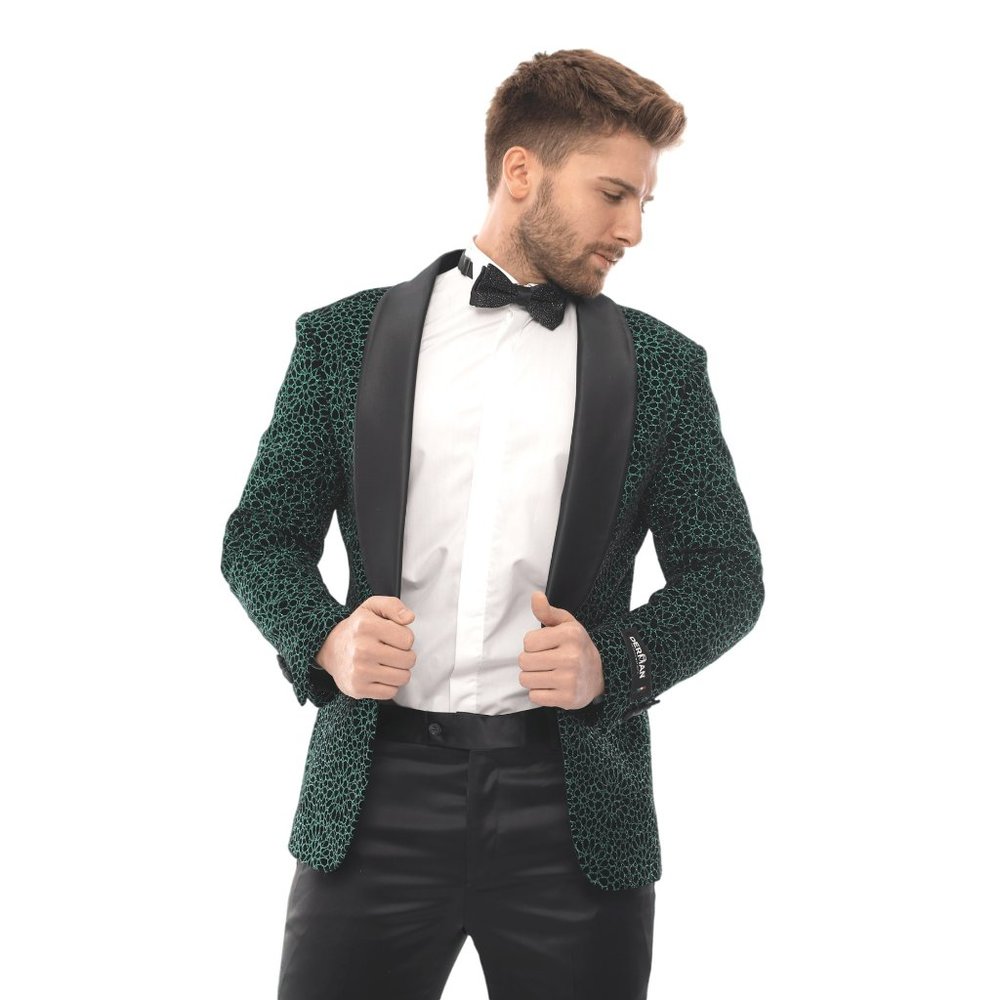 Shawl Collar Men's Tuxedo 2pc, Shiny Green